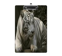 White Bengal Tiger Clipboard Colorful Sturdy Acrylic Clipboard Decorative Clip Board with Metal Clip Cute Plastic Clipboards A4 for Nurses Office（Standard Size 8.5" X 12.5"）