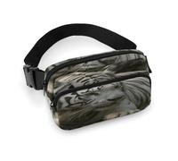 White Bengal Tiger Fanny Pack Belt Bag with Adjustable Strap Fashion Waist Bag for Outdoor Sports Hiking, white, 20x13cm, Full Printed Waist Bag