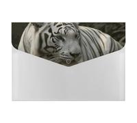 White Bengal Tiger Folder Water-Resistant Accordion Files Organizer Moisture-Proof Expanding File Folder Pockets Reusable Clear File Folders Files Bags Document Holder
