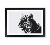 White Bengal Tiger in Abstract Framed Print | A2 Black Framed Wall Art | Ready to Hang | Abstract Animal Picture | Living Room Bedroom Lounge Office