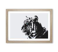 White Bengal Tiger in Abstract Framed Print | A2 Oak Framed Wall Art | Ready to Hang | Abstract Animal Picture | Living Room Bedroom Lounge Office