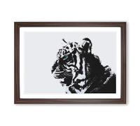 White Bengal Tiger in Abstract Framed Print | A2 Walnut Framed Wall Art | Ready to Hang | Abstract Animal Picture | Living Room Bedroom Lounge Office