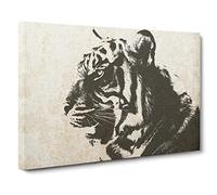 White Bengal Tiger No.2 Canvas Print | Gallery Wrapped 30mm Frame Wall Art | 30x20 inches | Ready to Hang | Modern Animals Picture | Living Room Bedroom Lounge Office