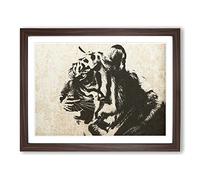 White Bengal Tiger No.2 Modern Framed Wall Art Print, Ready to Hang Picture for Living Room Bedroom Home Office Décor, Walnut A4 (34 x 25 cm)