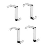WHITE BERRY Over The Door Hook for Bathroom Stainless Steel Versatile Coat Hooks Over Doors Hangers Reversible Cupboard and Drawer Hooks Kitchen Bedroom Office Pack of 4.
