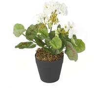 (White) Best Artificial 30cm Geranium Plug Plant - Pot NOT Included