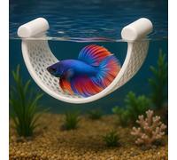 White Betta Fish Hammock - Minimalist Floating Rest Platform for Shrimp, Nano Fish, and Bettas - Clean Aquarium Perch Ledge, Aquascape Decor for Low Flow Tanks, Floating Bed for Small Fish