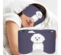 White Bichon Frise Dog, Sleep Mask for Home Travel, Full Eye Covers Light Blocking Eye Mask Sleep Eye and Ear Muffs