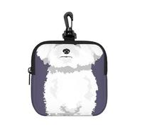 White Bichon Frise Dog, Square Zipper Storage Bag, Neoprene Coin Purse, Small Wallets, Change Pouch, Change Purse