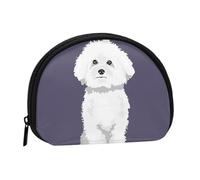 White Bichon Frise DogSmall Makeup Sanitary Napkin Storage Bag,Women's Cosmetic Coin Purse