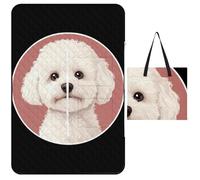 White Bichon Frise Large Picnic Mat Beach Blanket Waterproof Foldable Bag for Camping Outdoor