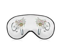 White Bicycle Flower Eye Mask for Sleeping Blackout Night Blindfold with Adjustable Strap for Men Women Travel Yoga Nap