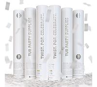 White Biodegradable Confetti Poppers Confetti Cannon | 6 Pack | Party Poppers Decoration for Wedding Exit, Graduation, Birthday | Wedding Party Favors | Launches 25 ft | 12 inch | TUR Party Supplies