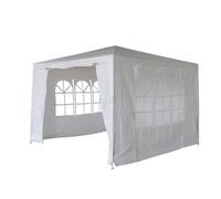(White) BIRCHTREE 3x3m Garden PE Gazebo Party Wedding Camping Tent With 4 Walls Canopy