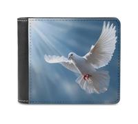 White Bird Dove Holy Spirit Funny Wallet for Men RFID Blocking Bifold Wallet Soft Billfold with Card Slots Custom Gifts