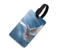 White Bird Dove Holy Spirit Printed Luggage Tag Identifiers Travel Bag Tags with Name ID Label for Suitcase Backpack