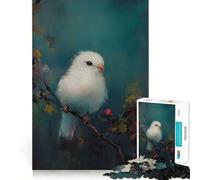 White Bird on Branch Jigsaw for Adults1000 Pieces Brain Focus Game Precision Cut Smooth Edges Amusing Challenge for Waiting Time (50x75cm)