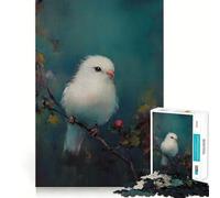 White Bird on Branch Jigsaw Puzzle 1000 Pieces Mental Focus Game Precision Cut Smooth Edges Absorbing Activity for Quiet Nights (38x26cm)