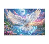 White Bird Soaring Over Mountain River 1000 Pieces Set Classic Jigsaw Puzzle Couple Puzzle Partners Mind Relaxation Wall Decor Easter New Year Recycled Cardboard 1000 PCS