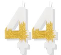 White Birthday Candle, Gold Number 44 Candles for Cake, Gold White 44th Birthday Cake Topper, White Gold Candle Cake Toppers for Women Men Birthday Cake Decorations, Wedding Anniversary Supplies