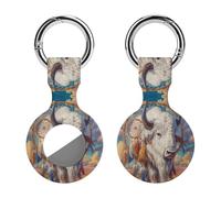 White Bison Dreamcatchers Compatible with Airtag Locator Silicone Protective Case with Keychain 1PCS
