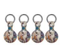 White Bison Dreamcatchers Compatible with Airtag Locator Silicone Protective Case with Keychain 4PCS