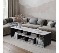 (White/Black) 160cm Large Shelby Abstract Double Coffee Table with Storage Shelves TV Stand