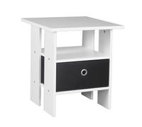 (White, Black) 2 Tier Wooden Table Bedside Nightstand 1 Drawer