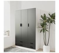 (White & Black) 3 Door 4 Drawer Wardrobe Storage Shelf Hanging Bedroom Modern Furniture