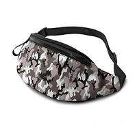 White Black Art Camouflage Waist Bag with Adjustable Strap Hip Bum Bag for Man Women Outdoors Sports Running Gym Traveling