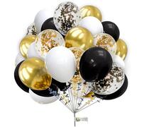 White Black Balloons 10inch Gold Balloons Confetti Balloons Pack of 30 Combo Balloon Set Latex Balloons for Birthday Wedding Baby Shower Anniversary Decoration