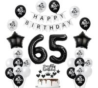 White Black Balloons 65 Years Birthday Man Woman Decorations Birthday 65 Years Balloons Cake Decorations 65 Woman Man Foil Balloon Number 65
