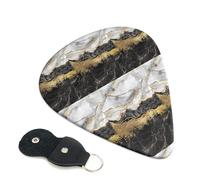 White Black Beautiful Marble Abstract Natural Marble Texture Stylish Colorful Celluloid Guitar Picks Plectrums for Guitar Bass Ukulele 0.46mm Pack of 6-0.96mm