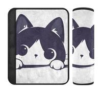 White Black Cat seat Belt Strap,Protects Your Neck and Shoulders,car Shoulder Pads for seat Belts for Sedan Auto Van Protector para cinturón de carro 2 Pack