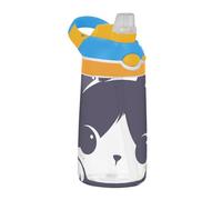 White Black Cat Water Bottle Kids with Lid Handle Wide Mouth Leakproof Toddler Cup for School/Sports/Daycare/Camp termo para agua Fria