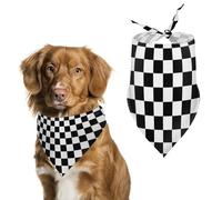 White Black Check Plaid Pet Dog Triangle Scarves Bandanas Adjustable Breathable Soft Scarf Collar for Small Medium Large Pet Dogs