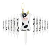 White Black Cow Birthday Candle,Cow Number 1 Candle for Cake, Girls Boys 1st Birthday Decorations, Cowboys Cowgirl Party Decorations, Farm Animal Themed for Girl Boy Birthday Party Supplies
