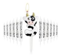 White Black Cow Birthday Candle,Cow Number 3 Candle for Cake, Girls Boys 3rd Birthday Decorations, Cowboys Cowgirl Birthday Party Decorations, Farm Animal Themed for Girl Boy Party Decor