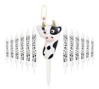 White Black Cow Birthday Candle,Cow Number 7 Candle for Cake, Girls Boys 7th Birthday Decorations, Cowboys Cowgirl Birthday Party Decorations, Farm Animal Themed for Girl Boy Party Decor