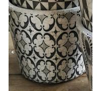 White & Black Dutch Pot Circus Pattern Plant Pot, Black and White Geometric House Planter, Crackle Glazed Ceramic Succulent Planter, Indoor House 12cm Plant Pot