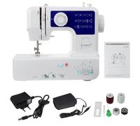 (White+Black , EU Plug) Mini Desktop Electric Sewing Machine 12 Stitches Household Tailor DIY Clothes