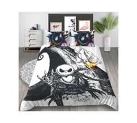 (White Black, EU-Single-2pcs-135*200cm) The Nightmare Before Christmas Bedding Set Quilt Duvet Cover Pillowcase Us Eu