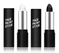 White Black Face Paint Stick,Makeup Halloween Body Paint Stick,Face Paint Black + White Clown Makeup Face Body Paint ,Easy to Color & High Pigment,Special Effects Makeup Kit,black face paint-2pcs