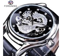 (white,black) Forsining Chinese Dragon Design Diamond Dial Men Watch Luminous Hands Brand Luxury Mechanical Watch