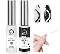 White Black Gel Nail Polish Nails Art Kit with Fine Liner Brush