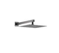White Black Gold 8/10 Inch Stainless Steel Ultra-Thin Waterfall Shower Heads Rainfall Shower Head Rain Square Round(Grey Square Wall,10 inch 250mm)