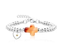 White/Black Hematite Gear-shaped Cuff Agate Side Cross Bracelet Adjustable with Heart Mustard Seed Charms with Card and Box Y2106-4D, Stainless Steel, hematite