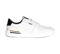White Black Leather Trainers Men- male- Hugo- Sneakers- White- 11 UK- Shoes 11 UK