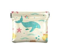 White Black Marble with Gold Vien Pattern Squeeze Coin Purse Squeeze Top Pouches for Purse Change Holder for Coins, Cartoon Style Sea Animals, one size, Pattern
