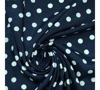 White Black Navy Blue 1cm Spot Polka Dot Silky Polyester Crepe Dress Fabric (Sample (10cm x 10cm), Navy Blue Off White Spots 2839)